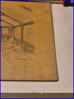RARE Original Architectural drawing art Doak Martin pupil of Frank Lloyd Wright