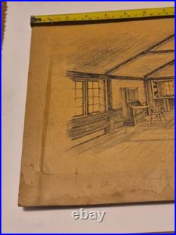 RARE Original Architectural drawing art Doak Martin pupil of Frank Lloyd Wright