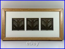 RARE Set Of 3 Frank Lloyd Wright Conley House Metal Ceiling Grates Tiles Framed
