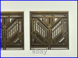 RARE Set Of 3 Frank Lloyd Wright Conley House Metal Ceiling Grates Tiles Framed