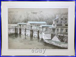 RICHARD HAAS 20 c. American ARCHITECTURAL LITHOGRAPH Old Waterworks Philadelphia