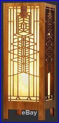 ROBIE ART GLASS WINDOW Frank Lloyd Wright LIGHT BOX LAMP 15.5 Etched Wood Lg