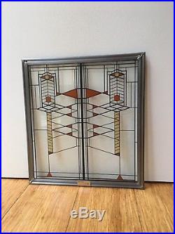 Rare Frank Lloyd Wright AUTUMN SUMAC Stained Art Glass Panel MCM
