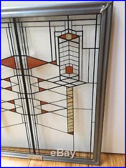 Rare Frank Lloyd Wright AUTUMN SUMAC Stained Art Glass Panel MCM