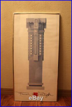 Rare Frank Lloyd Wright Framed 1989 Poster Column Of Unity Temple Oak Park ILL