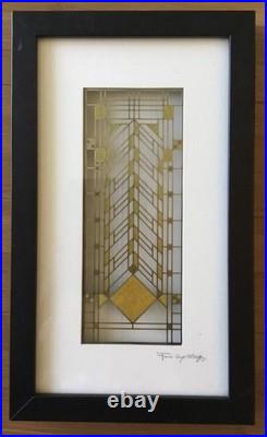 Rare Frank Lloyd Wright Official Design Stained Glass Heath House Art Frame COA