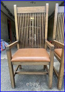 Rare Frank Lloyd Wright Prairie Style Arm Chairs Arts And Crafts Mission Oak