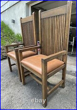 Rare Frank Lloyd Wright Prairie Style Arm Chairs Arts And Crafts Mission Oak