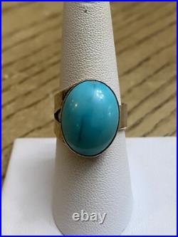 Rare POSSIBLY FRANK LLOYD WRIGHT STERLING SILVER TURQUOISE BAND RING SIZE 7.5