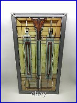 Rare! VTG Bradley Skylight Frank Lloyd Wright Stained Glass Wall Decor Signed