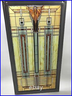 Rare! VTG Bradley Skylight Frank Lloyd Wright Stained Glass Wall Decor Signed