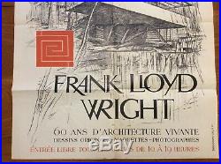 Rare Vintage 1952 FRANK LLOYD WRIGHT French Exhibition Poster BEAUTIFUL ORIGINAL