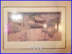 Rare Vintage 1984 High Quality Framed Frank Lloyd Wright Fallingwater Print