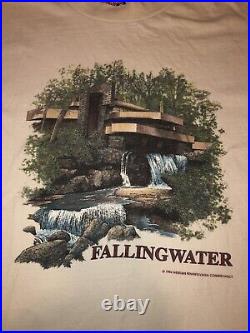 Rare Vintage 90s Frank Lloyd Wright Falling Water Shirt Art Architect Size L