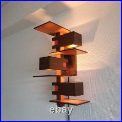 Reproduction Frank Lloyd Wright Taliesin 3 Wall Sconce in Walnut + Converter