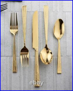 Ricci Frank Lloyd Wright Tree of Life 20 pc. Flatware 18/10 Stainless Steel GOLD