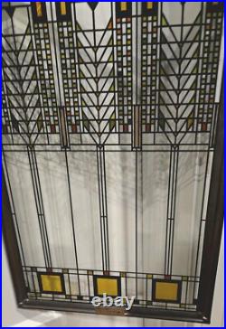 STAINED ART Glass Inspired By Frank Lloyd Wright. 12x8.5 Ready To Hang