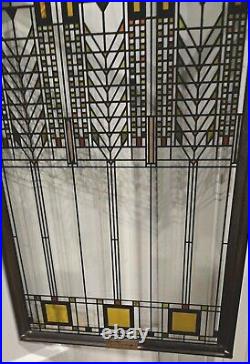 STAINED ART Glass Inspired By Frank Lloyd Wright. 12x8.5 Ready To Hang