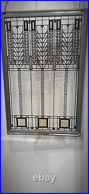 STAINED ART Glass Inspired By Frank Lloyd Wright. 12x8.5 Ready To Hang
