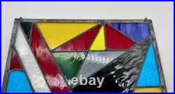 STUNNING STAINED GLASS PANEL Abstract Modern Geometric Frank Lloyd Wright Style