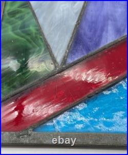 STUNNING STAINED GLASS PANEL Abstract Modern Geometric Frank Lloyd Wright Style