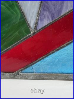 STUNNING STAINED GLASS PANEL Abstract Modern Geometric Frank Lloyd Wright Style