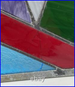 STUNNING STAINED GLASS PANEL Abstract Modern Geometric Frank Lloyd Wright Style