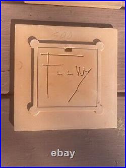 Set (4) Frankoma Pottery Tile Frank Lloyd Wright Excellent Rare Hard To Find