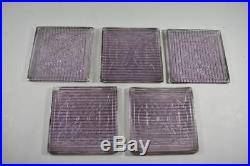 Set Of 5 Architectural Luxfer Glass Tiles Frank Lloyd Wright Design Purple Hue