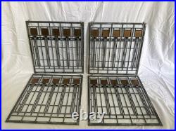 Set of Four Frank Lloyd Wright Style Prairie Stained Glass Leaded Panels