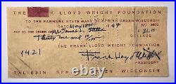 Signed Check from Frank Lloyd Wright American Architect from 1947