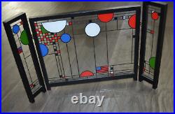 Stained Glass Art Triptych Panel Miniature Fireplace Tabletop Screen US Flag 9H
