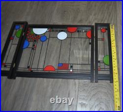 Stained Glass Art Triptych Panel Miniature Fireplace Tabletop Screen US Flag 9H