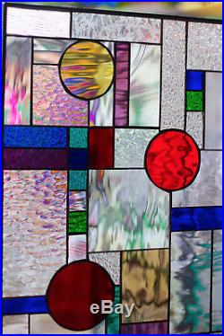 Stained Glass Tiffany Style Window Frank Lloyd Wright Abstract Geometric RV Lead