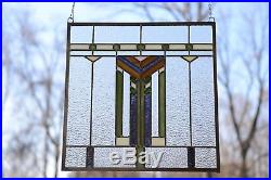 Stained Glass Window Frank Lloyd Wright Inspd Panel Prairie Wheat 20 x 20