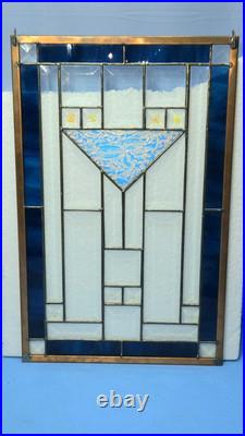 Stained Glass Window Frank Lloyd Wright Panel Prairie Style 17x10.5 Sun Catcher