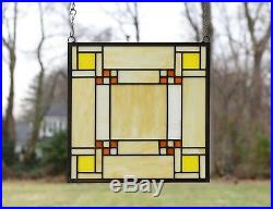 Stained Glass Window Frank Lloyd Wright Panel Prairie style 15.75 x 15.75