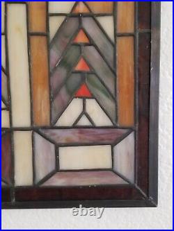Stained Glass Window Frank Lloyd Wright Panel Prairie style 20 x 18