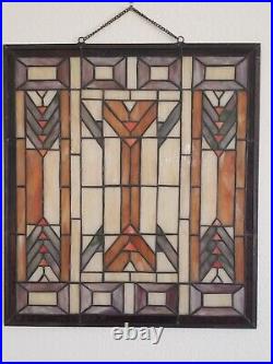 Stained Glass Window Frank Lloyd Wright Panel Prairie style 20 x 18
