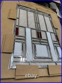 Stained glass Clear Beveled window panel FRANK LLOYD WRIGHT. 24x16. New Stained glass Clear Beveled window panel FRANK LLOYD WRIGHT. 24x16. New