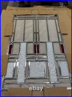 Stained glass Clear Beveled window panel FRANK LLOYD WRIGHT. 24x16. New Stained glass Clear Beveled window panel FRANK LLOYD WRIGHT. 24x16. New