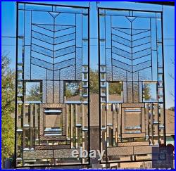 Stained glass hanging panel in Frank Lloyd Wrights Mission style