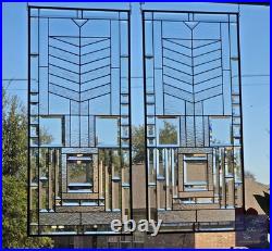 Stained glass hanging panel in Frank Lloyd Wrights Mission style