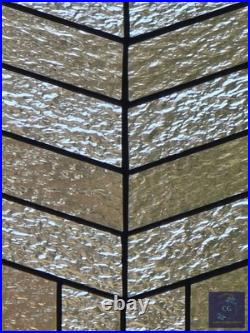 Stained glass hanging panel in Frank Lloyd Wrights Mission style