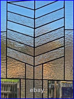 Stained glass hanging panel in Frank Lloyd Wrights Mission style