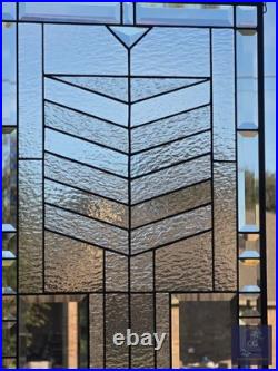 Stained glass hanging panel in Frank Lloyd Wrights Mission style