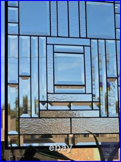 Stained glass hanging panel in Frank Lloyd Wrights Mission style