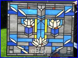 Stained glass window, Frank Lloyd Wright, water lilies design