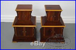 Studio Crafted Frank Lloyd Wright Influenced Pair of Low Pedestal Cabinets