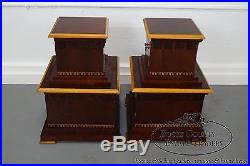 Studio Crafted Frank Lloyd Wright Influenced Pair of Low Pedestal Cabinets